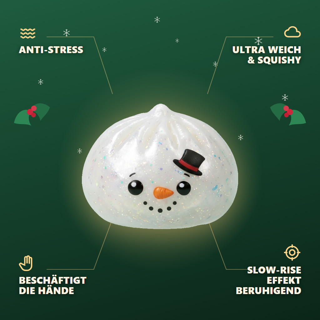 Dumpling Squishy Glitter Schneemann — seine Vorteile