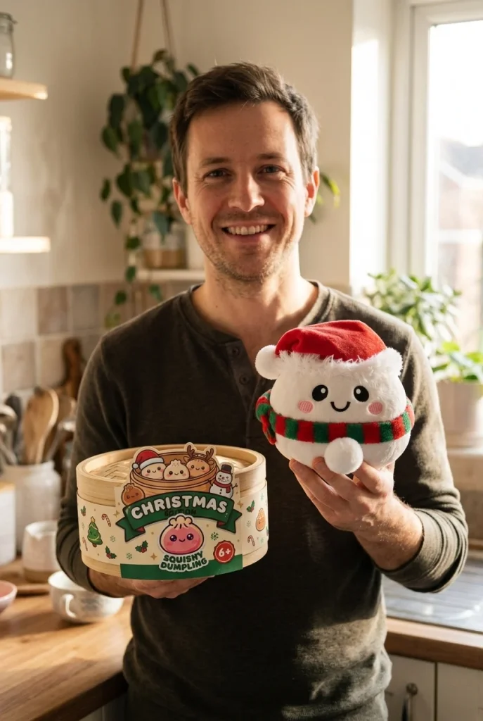 Squishy Dumpling Schneemann Plüsch mit seiner Box