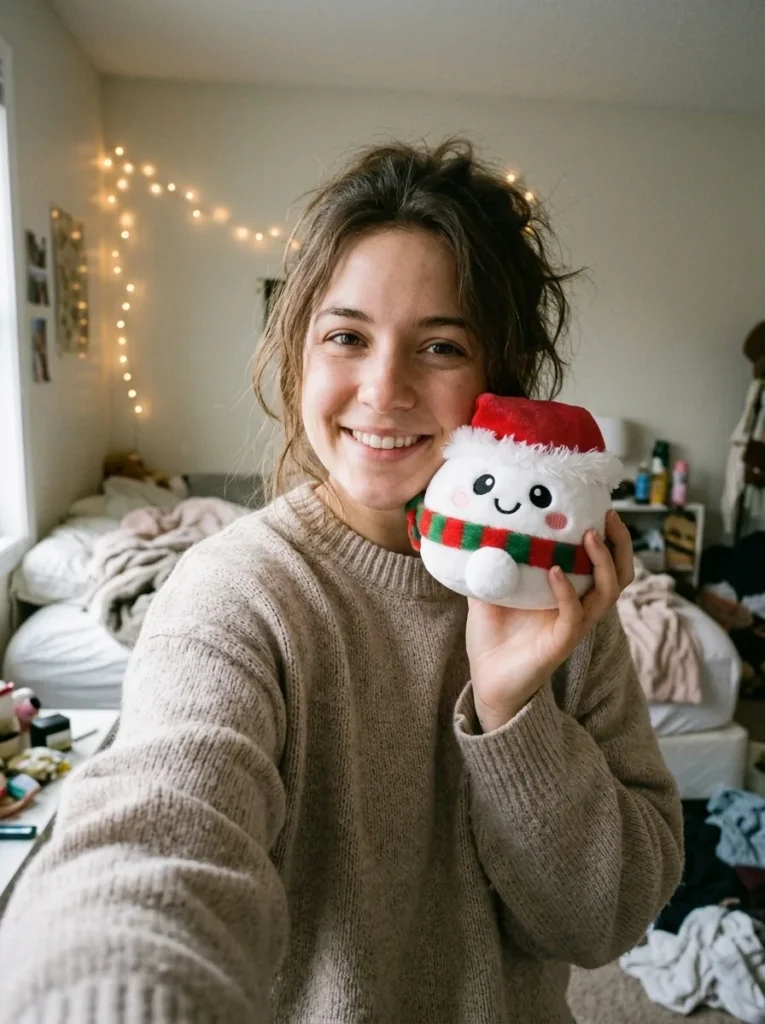 Squishy Dumpling Schneemann Plüsch im Alltag