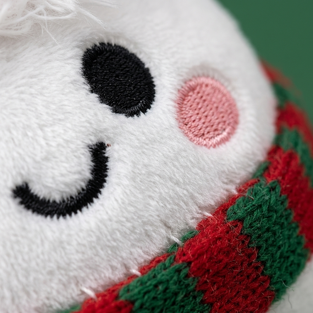 Squishy Dumpling Schneemann Plüsch — Makro-Nahaufnahme der Textur