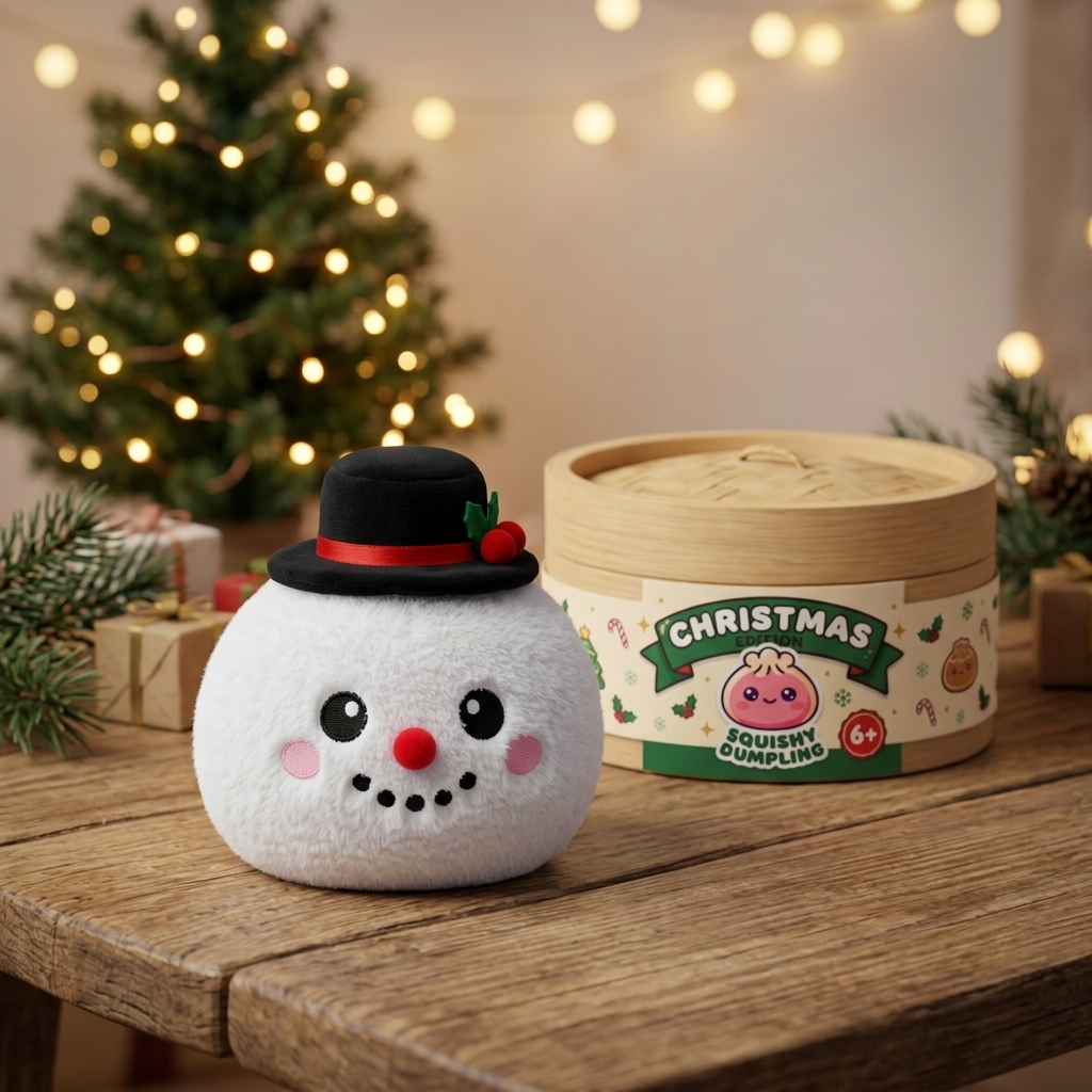 Snowman Dumpling Squishy Zylinderhut in seiner kawaii Umgebung