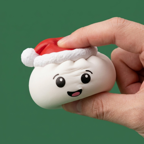 Squishy Dumpling Christmas Hat Weiß beim Drücken, weiches Material