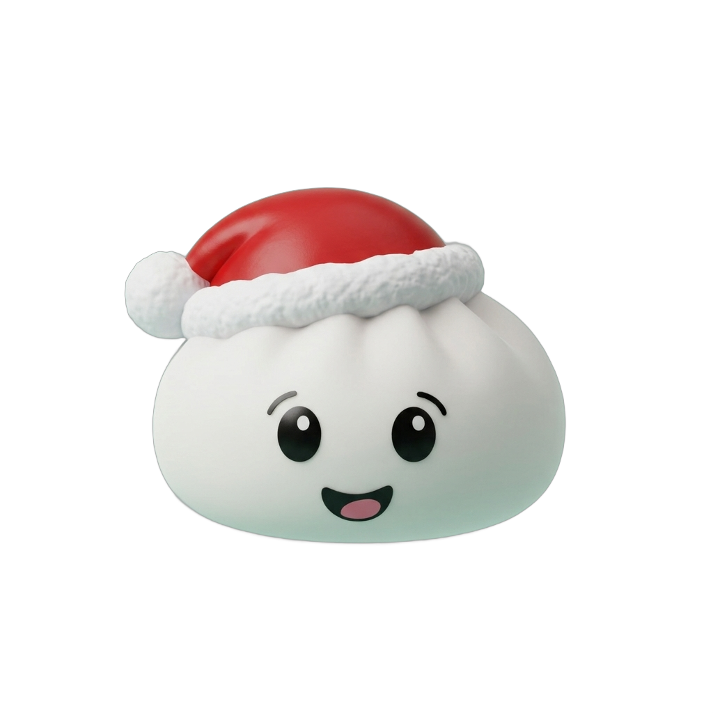 Squishy Dumpling Christmas Hat Weiß beim Drücken, weiches Material