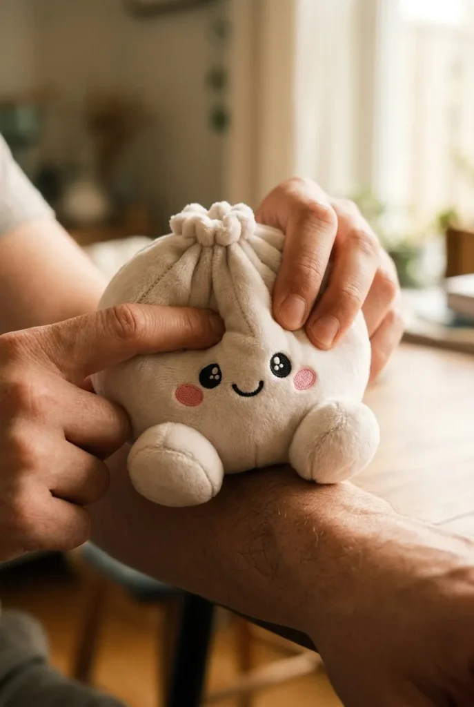 Marshmallow Dumpling Squishy Plush Weiß beim Drücken