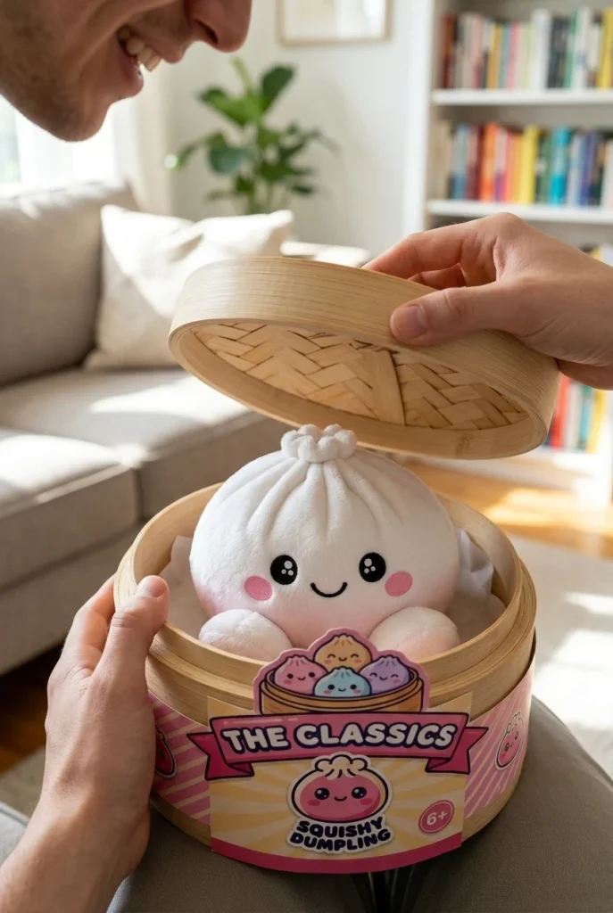 Marshmallow Dumpling Squishy Plush Weiß beim Auspacken