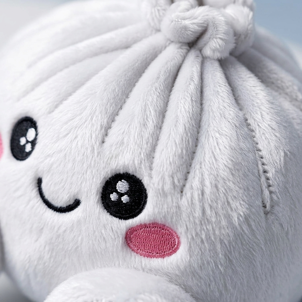 Marshmallow Dumpling Squishy Plush Weiß — Makro-Nahaufnahme der Textur