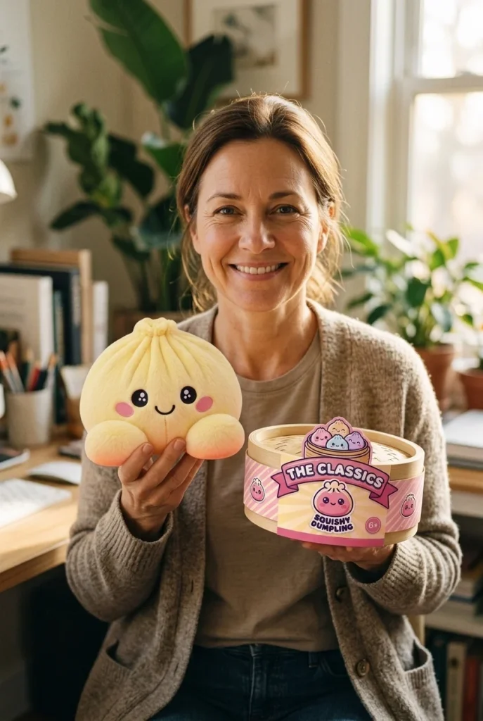 Dumpling Squishy Zitronengelb mit seiner Box