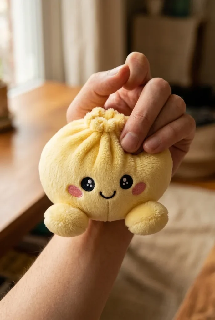 Dumpling Squishy Zitronengelb beim Drücken
