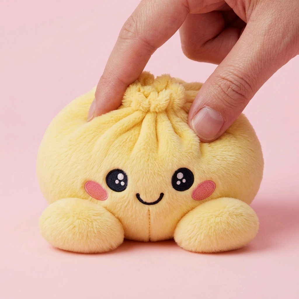 Dumpling Squishy Zitronengelb beim Drücken, weiches Material